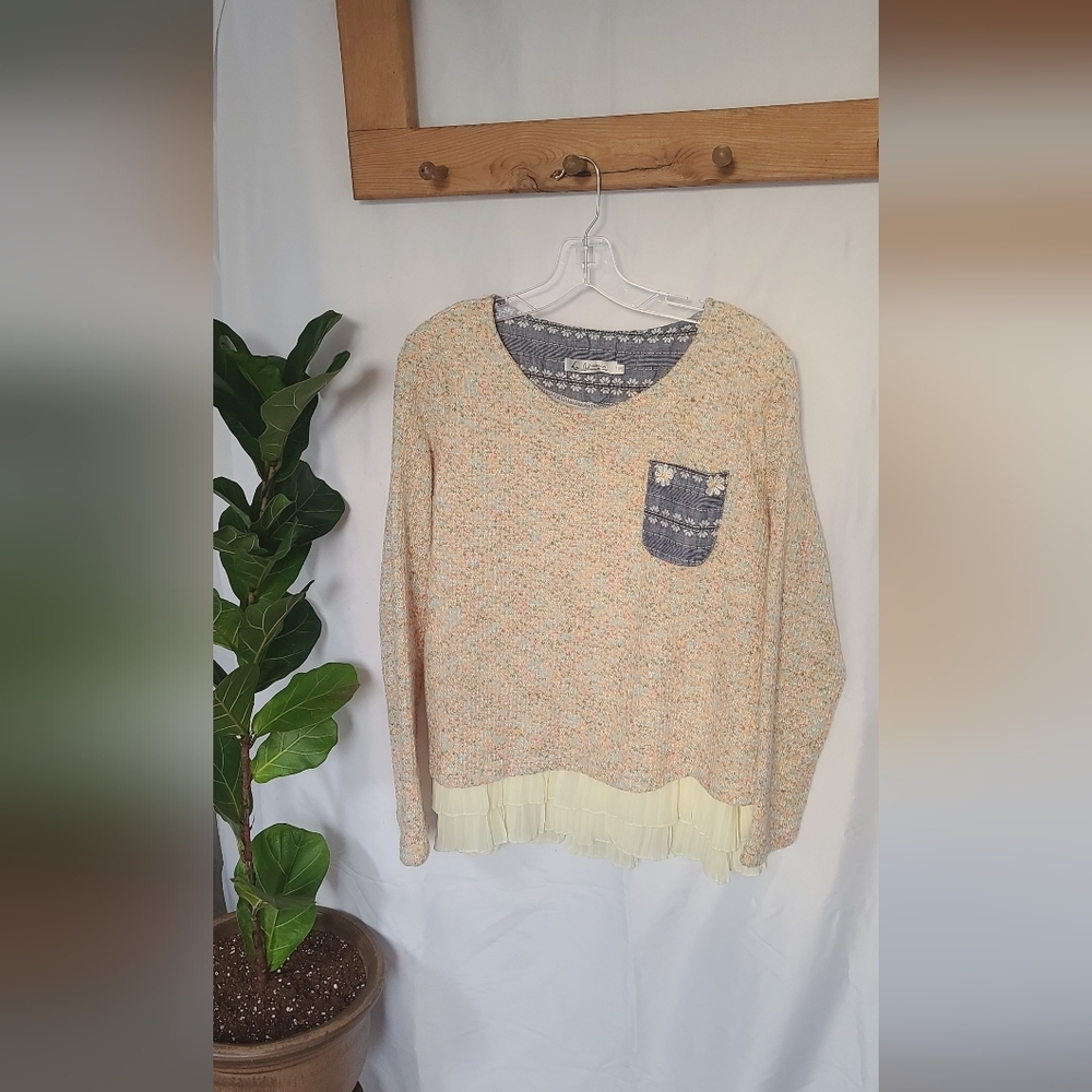Vintage Beautiful Knitted  Multicolored Sweater - size 3X